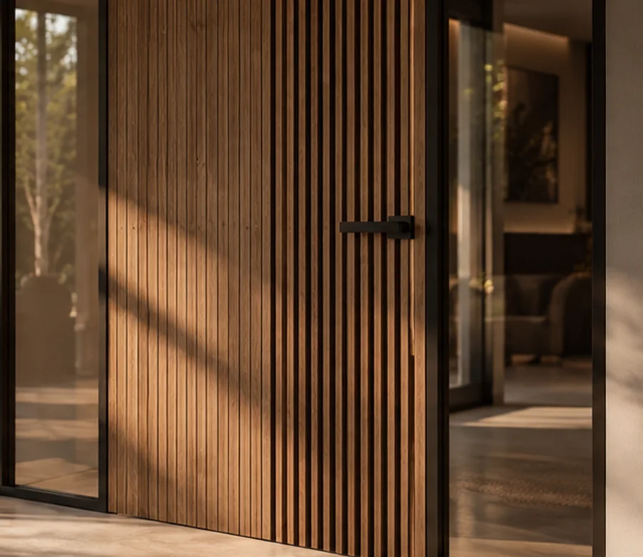 Detail van houten afwerking